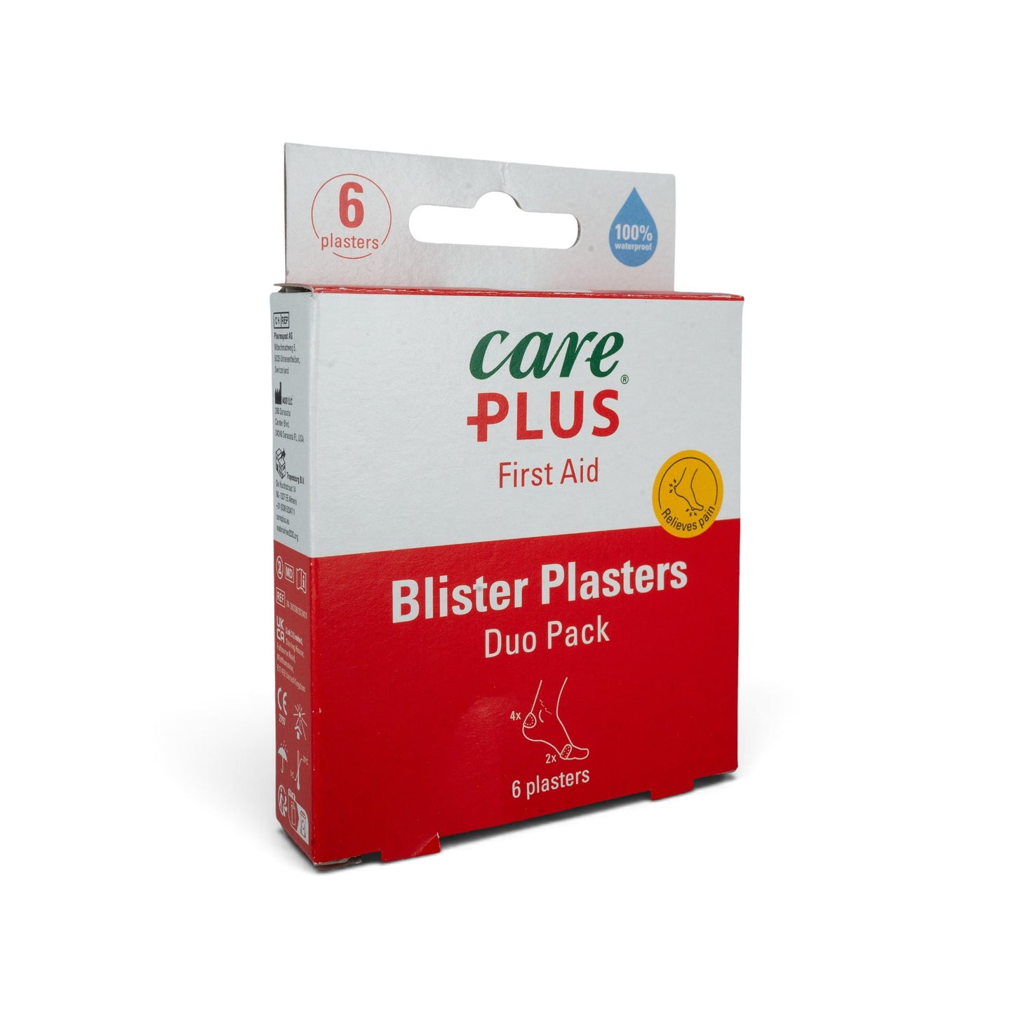 Adversary Force Care Plus blister plasters duo pack in red and white packaging for foot pain relief