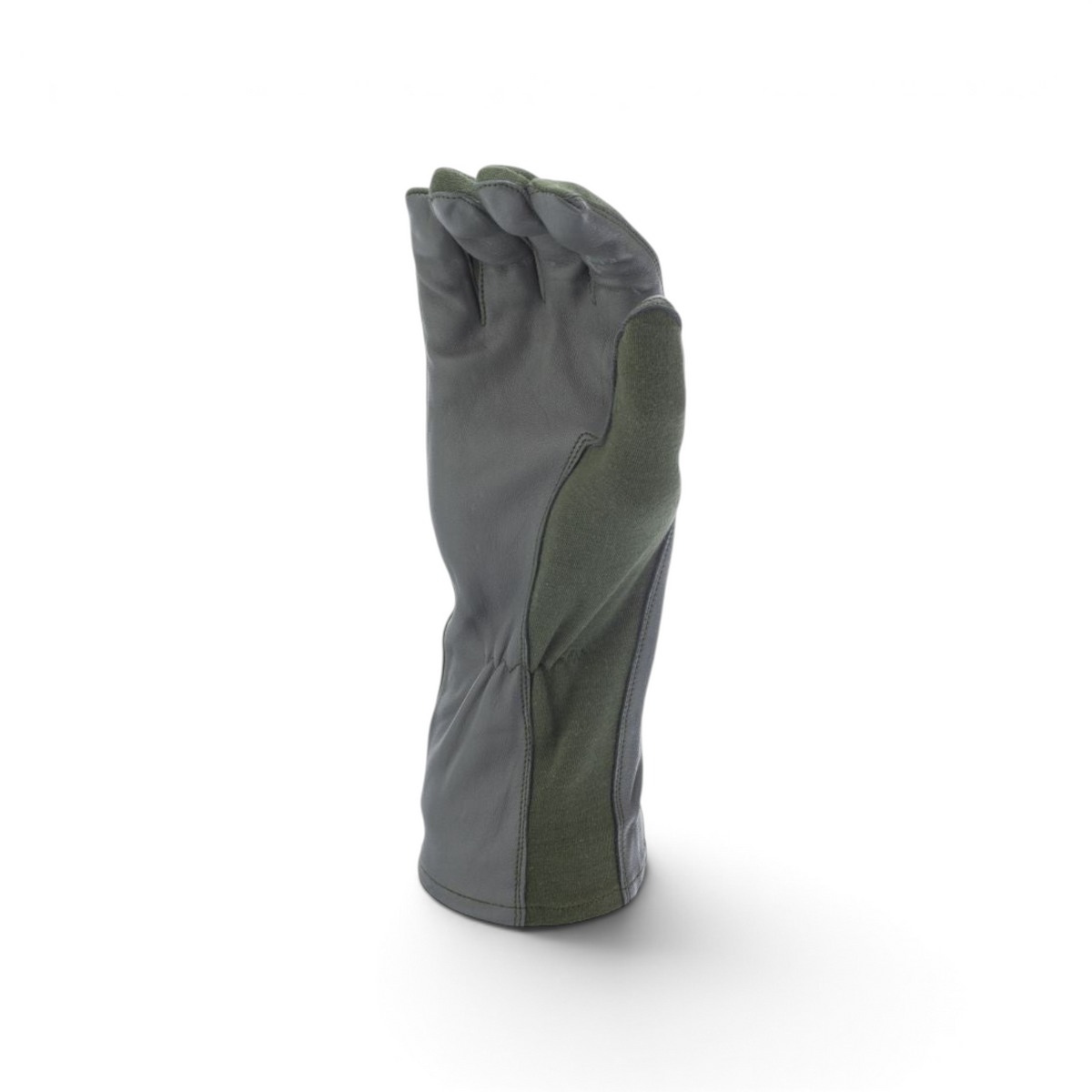 Adversary Force Nomex pilot gloves in olive green with leather palms and long protective cuffs for tactical use