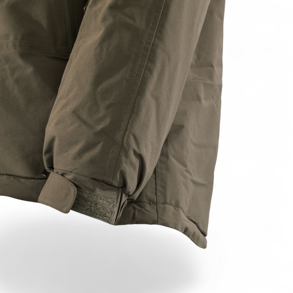 Adversary Force AB Jacket ECW Level 7 sleeve detail featuring durable olive nylon ripstop and adjustable velcro cuff