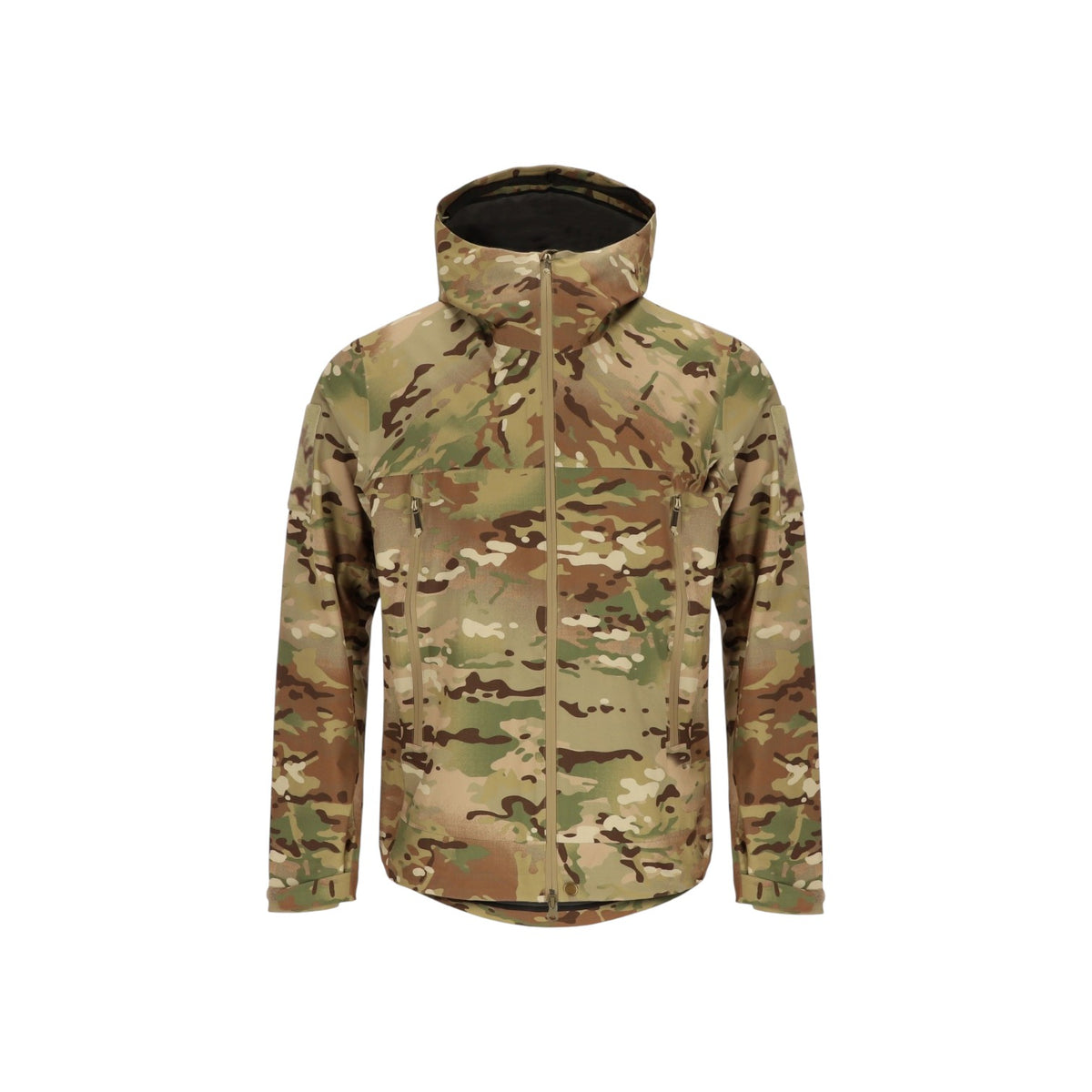 Adversary Force AB Waterproof Jacket Alpha in 5FTD Camouflage mit Kapuze, YKK-Reißverschlüssen und taktischem Design.