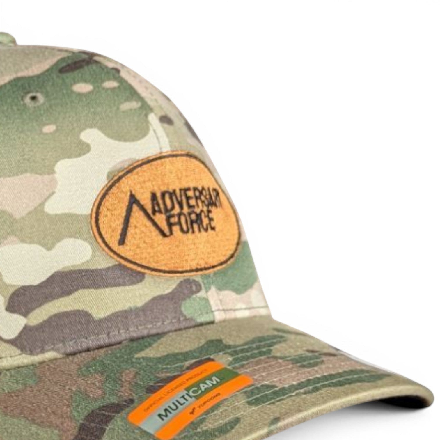 AF Hunting Flexfit Cap in Multicam-Tarnmuster, 98% Baumwolle, 2% Elasthan, mit gestickten Ösen.