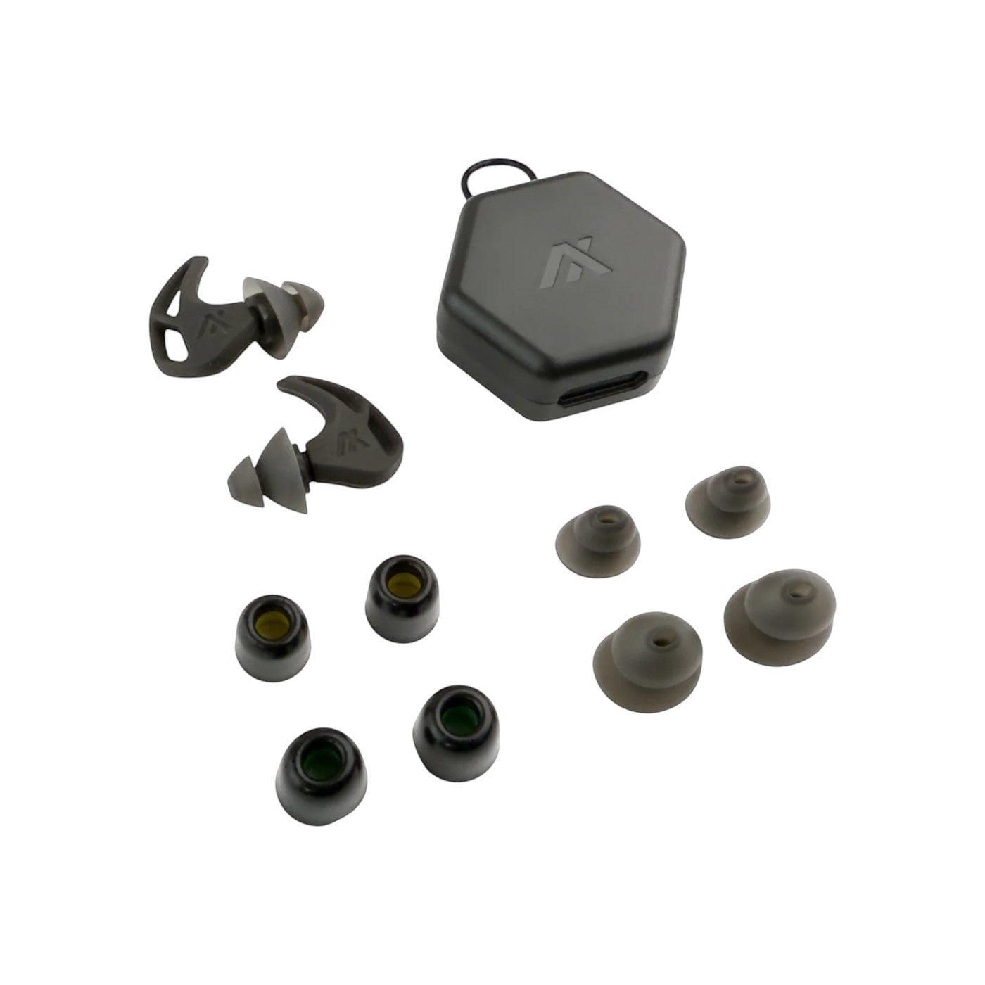 Adversary Force AXIL X20 Passive Gehörschutz mit Etui und verschiedenen Silikon- sowie Schaumstoff-Ohrstöpseln