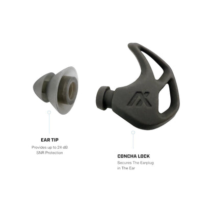 Adversary Force AXIL X20 Passive Gehörschutz mit Concha Lock und Silikon-Ohrstöpsel für sicheren Halt beim Schießen.