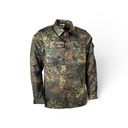 Adversary Force Bundeswehr tropical field blouse in Flecktarn camouflage pattern with chest pockets and shoulder tabs.