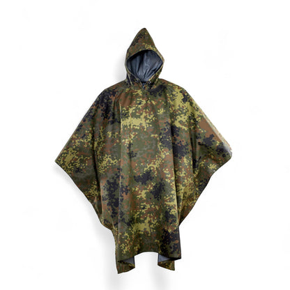 Adversary Force BW Regenponcho in Flecktarn mit IRR-Beschichtung, wasserdichtes 3-Lagen-Laminat für taktische Einsätze