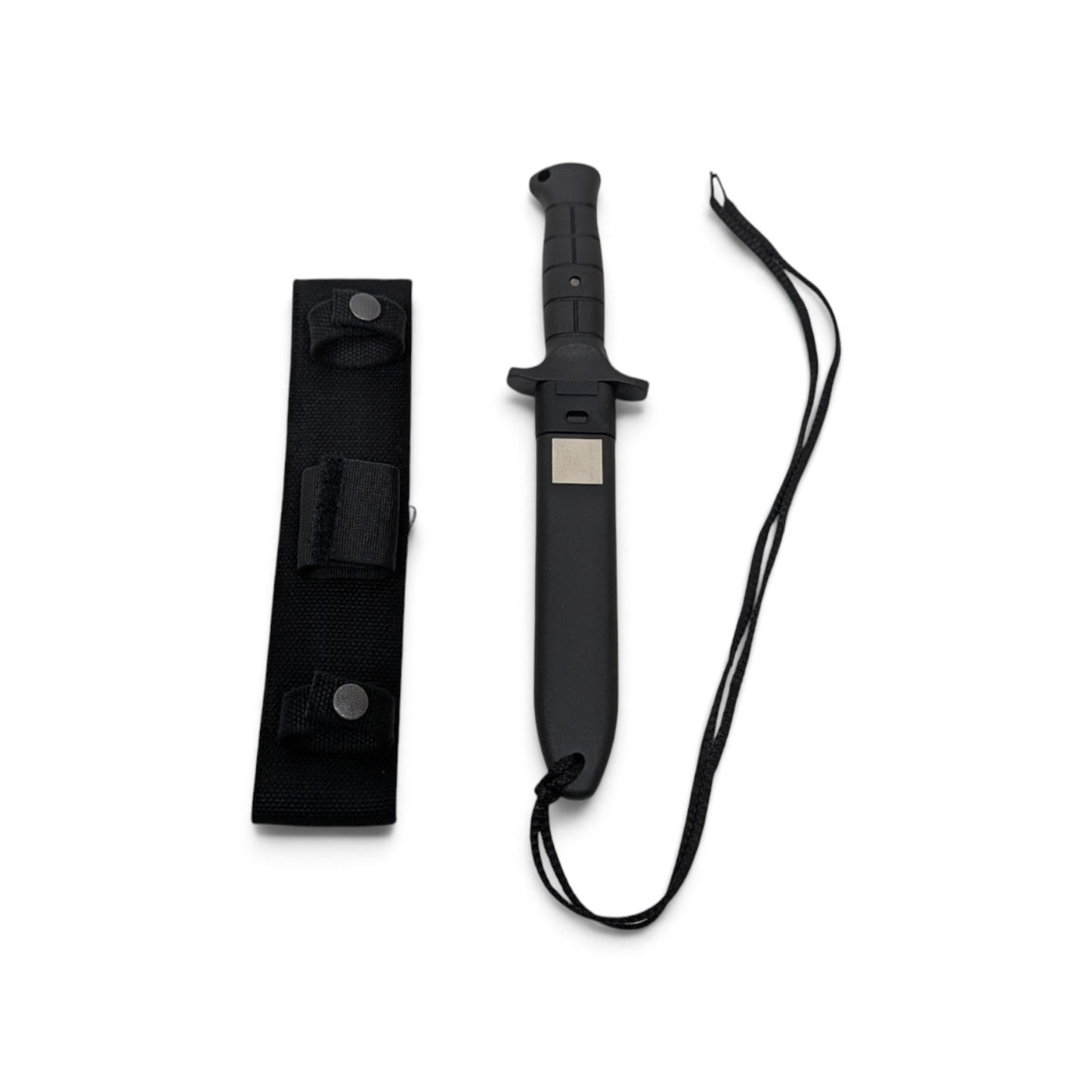 Adversary Force Eickhorn BW KM2K-Tanto combat knife with black sheath, MOLLE-compatible system, and lanyard.