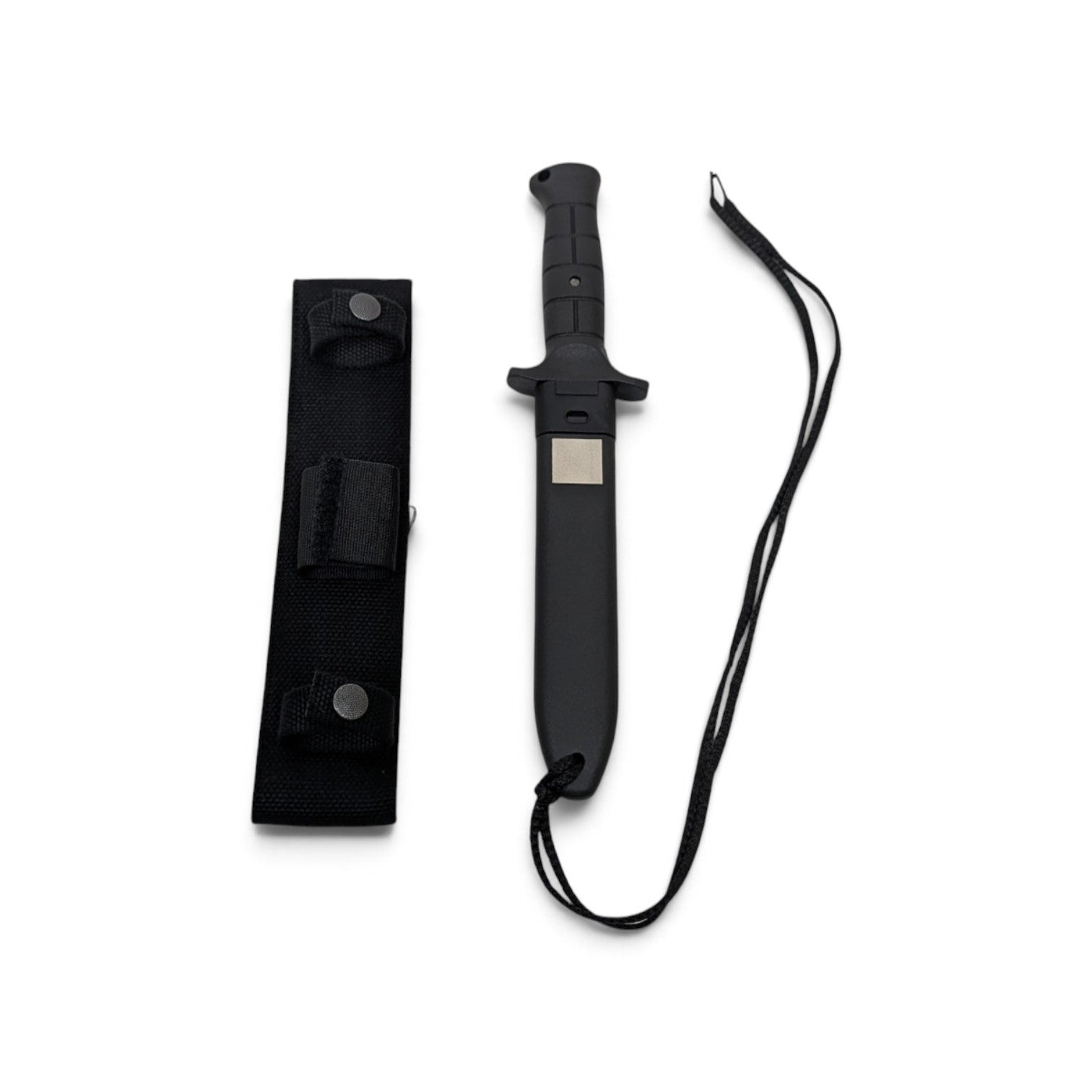 Adversary Force Eickhorn BW KM2K-Tanto combat knife with black sheath, MOLLE-compatible system, and lanyard.