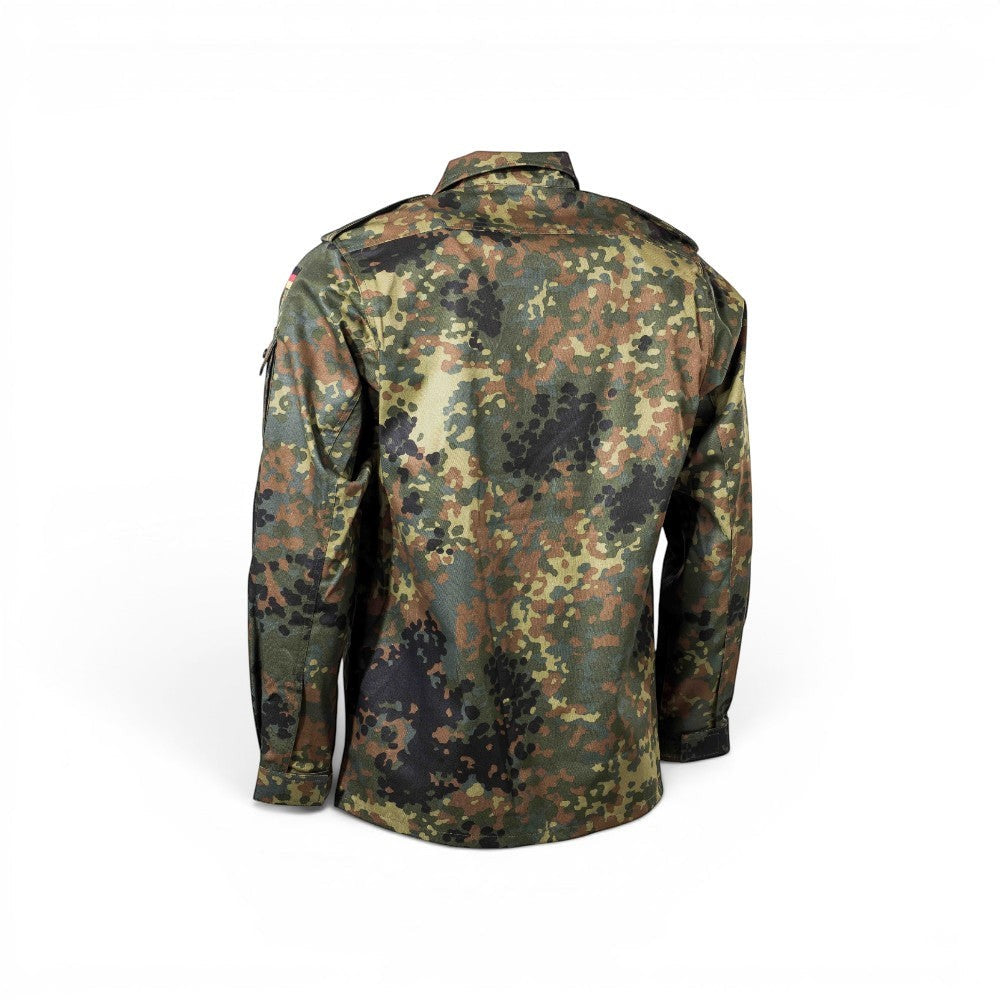 Adversary Force Bundeswehr tropical field blouse in Flecktarn camouflage, back view showing durable cotton blend.