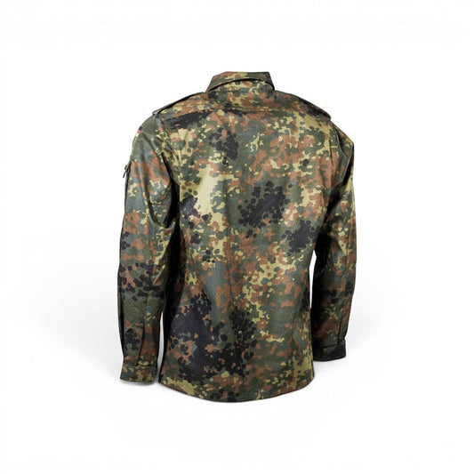 Adversary Force Bundeswehr tropical field blouse in Flecktarn camouflage, back view showing durable cotton blend.