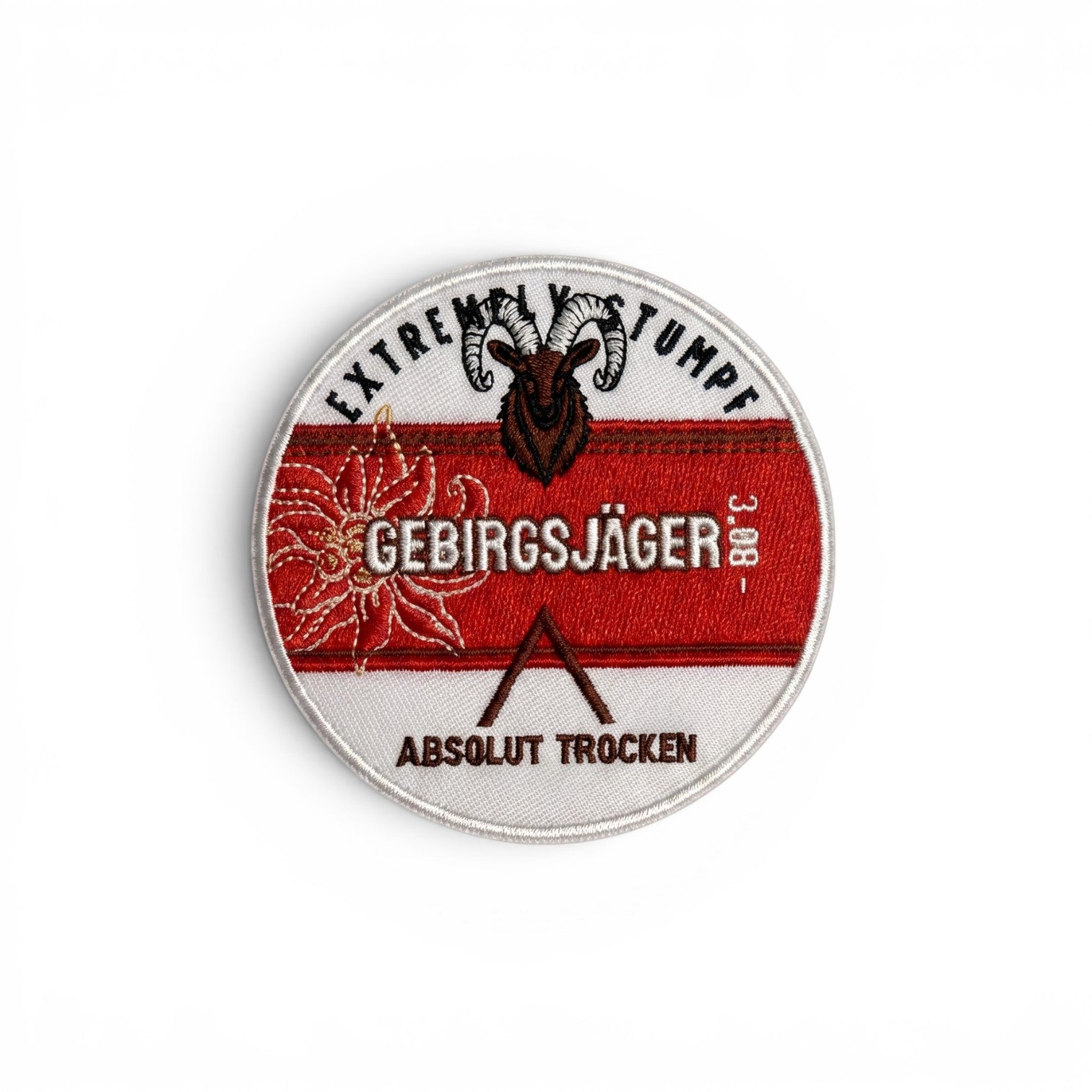 Adversary Force Gebirgsjäger Lederpatch in Rot und Weiß mit Klettverschluss und Steinbock-Motiv, 6x6 cm