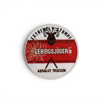Adversary Force Gebirgsjäger Lederpatch in Rot und Weiß mit Klettverschluss und Steinbock-Motiv, 6x6 cm