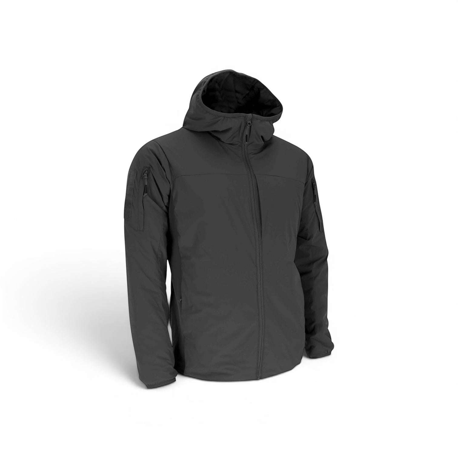 Adversary Force Hooded Lacket "Insulated" Level 4, dunkelgraue, multifunktionale Isolationsjacke mit PrimaLoft®-Wattierung, wasserabweisend, winddicht, atmungsaktiv.