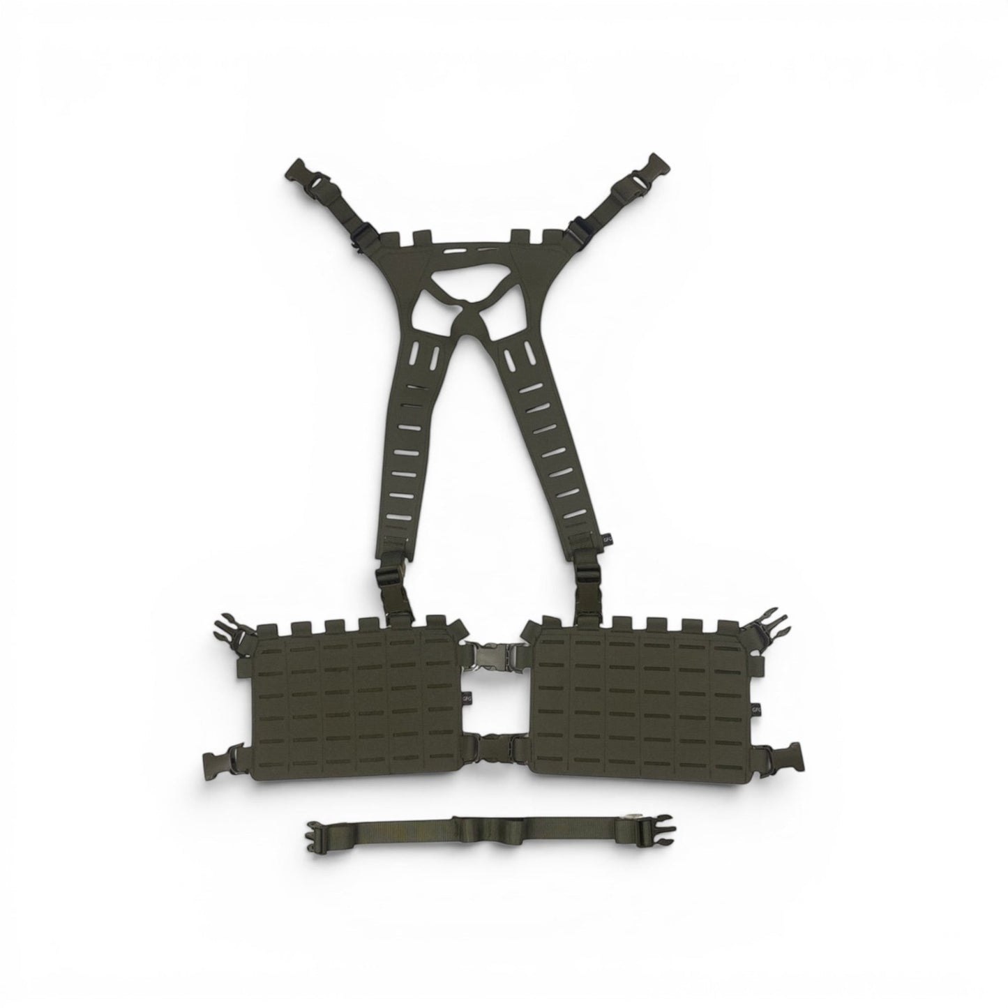 Adversary Force L4 Adaptive Rig System Split Rig in olivgrün mit modularen Alpha-Placards und Bravo-Harness
