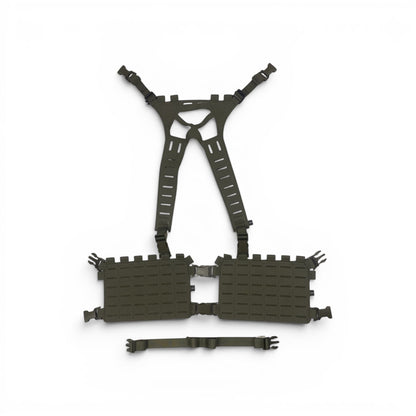 Adversary Force L4 Adaptive Rig System Split Rig in olivgrün mit modularen Alpha-Placards und Bravo-Harness