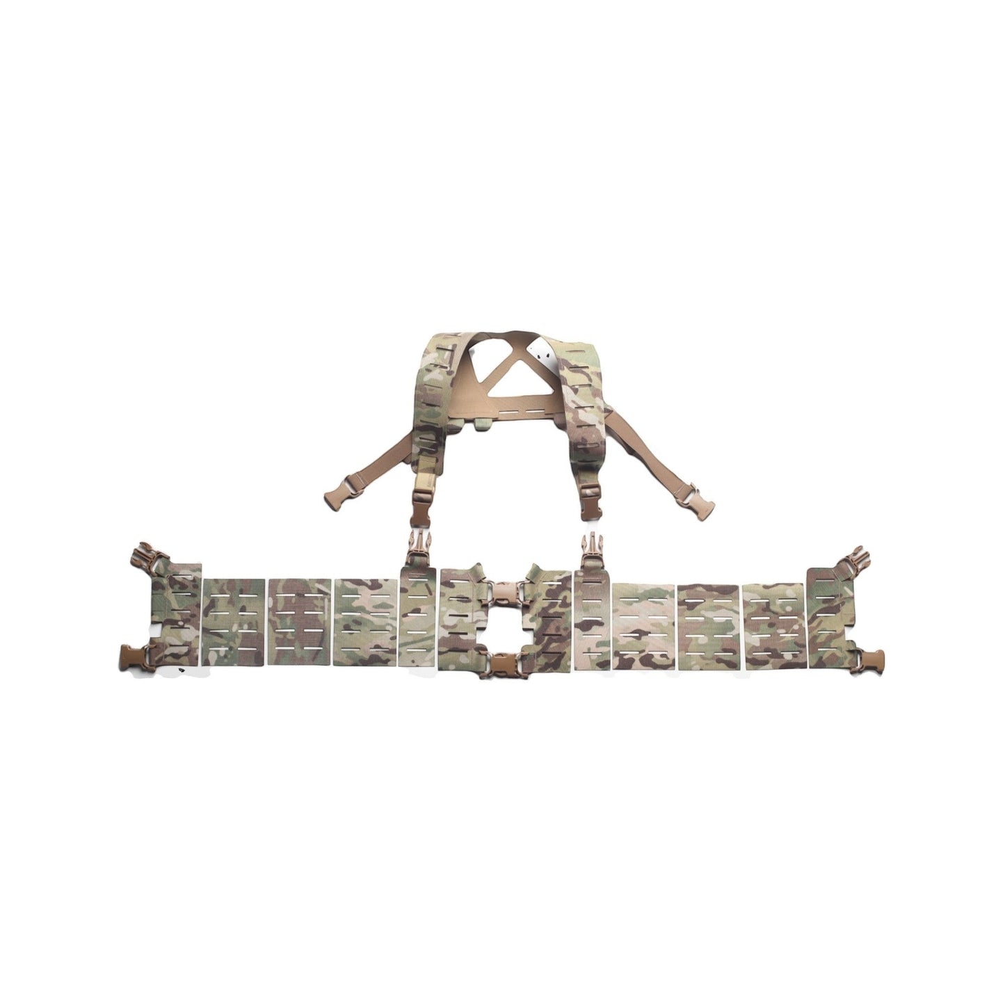 Adversary Force L4 PUZZLE Chest Rig Kit in Multicam mit modularem Harness-System für individuelle taktische Setups.