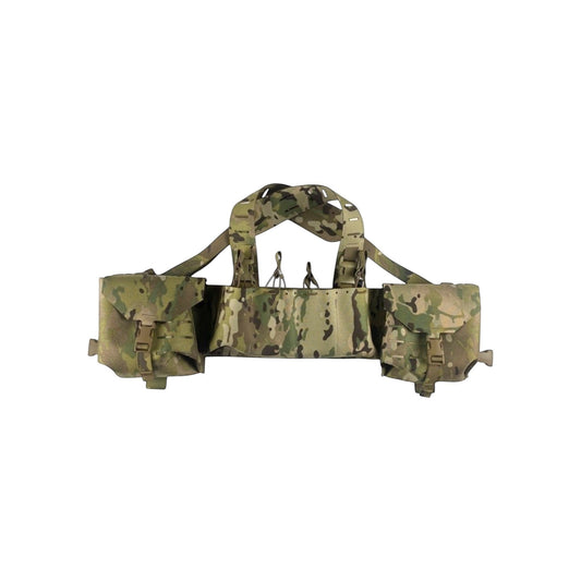 Adversary Force L4 WCSIG chest rig in multicam laser-cut Cordura laminate with integrated magazine and utility pouches.