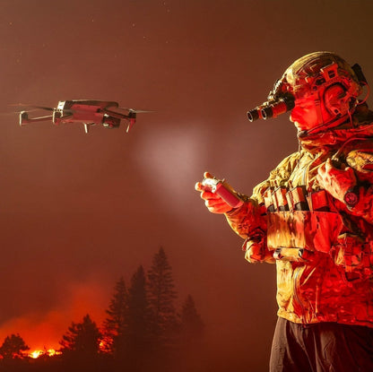 Adversary Force L4 WCSIG Chest Rig in Multicam getragen von einem Operator mit Nachtsichtgerät bei einer Drohnensteuerung