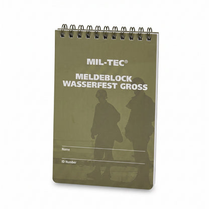 Adversary Force Mil-Tec wasserfester Meldeblock in Olivgrün mit Spiralbindung für taktische Notizen im Außeneinsatz