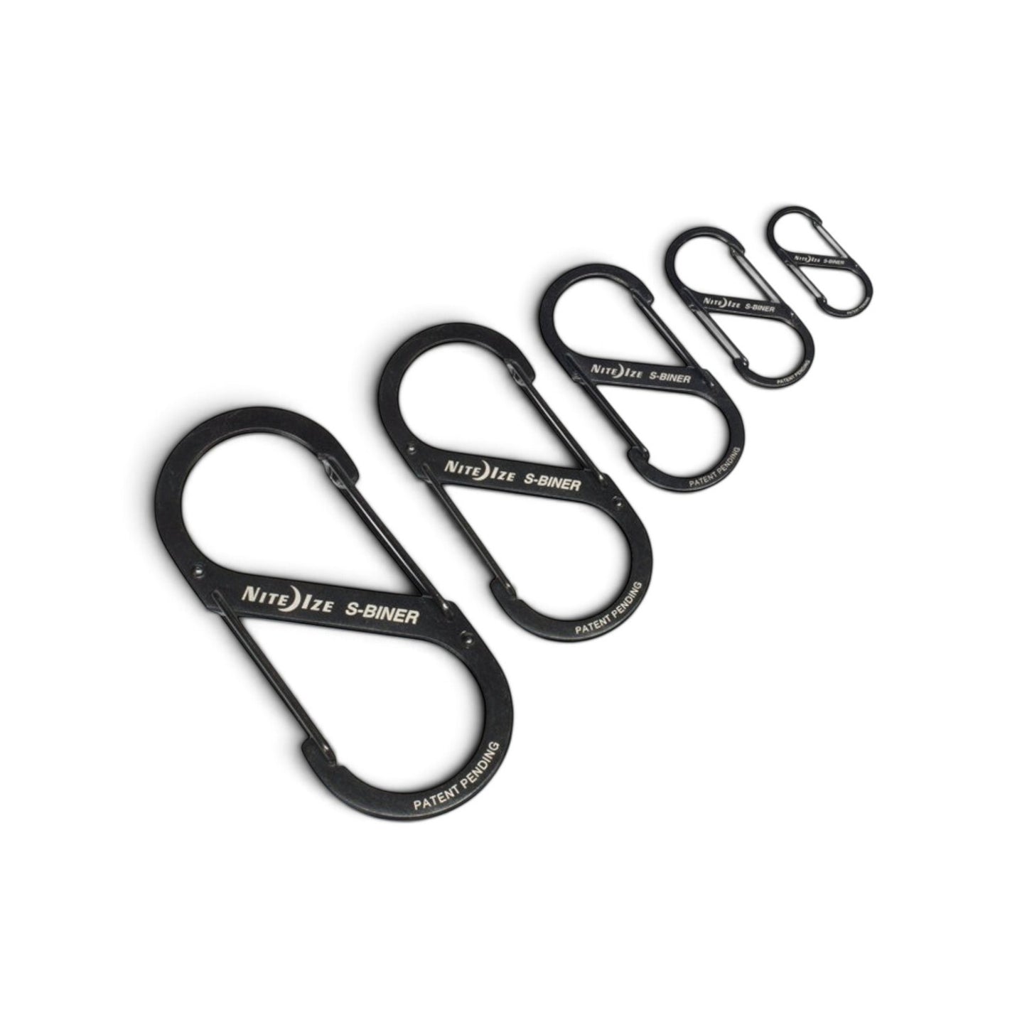 Adversary Force Nite Ize S-Biner stainless steel double-gated carabiners in five different sizes in black finish