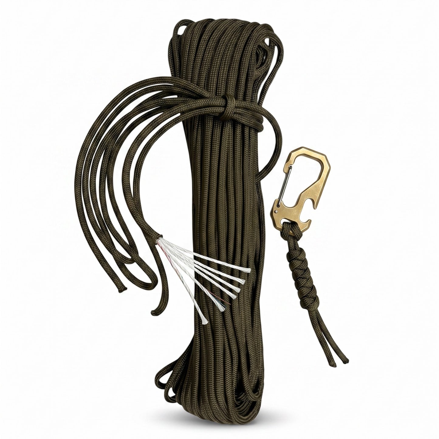 Adversary Force olivgrünes Paracord-Seil aus Nylon mit Karabinerhaken für Outdoor- und Survival-Einsätze