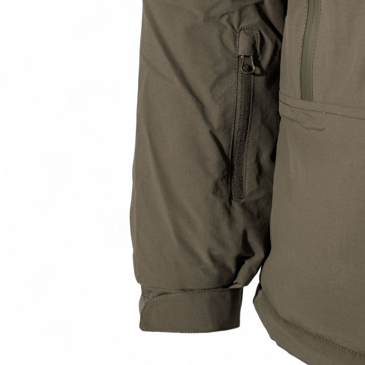 Adversary Force AB Jacket ECW Level 7 in olive green with durable nylon ripstop fabric and zippered chest pocket.