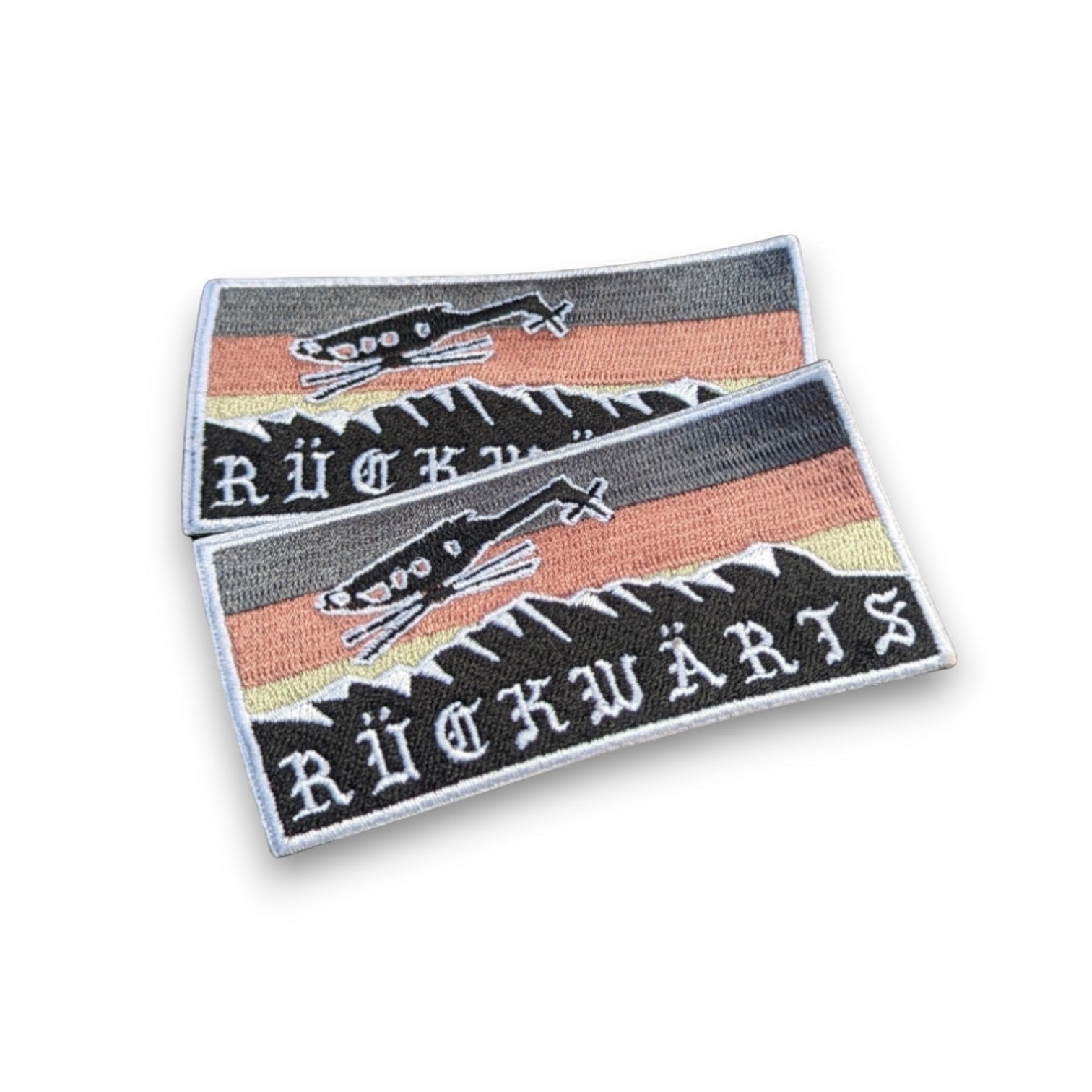 Adversary Force Rückwärts Patch DEU, schwarz, rot, gold, mit Helikopter-Motiv und Berglandschaft, 9x4,5 cm