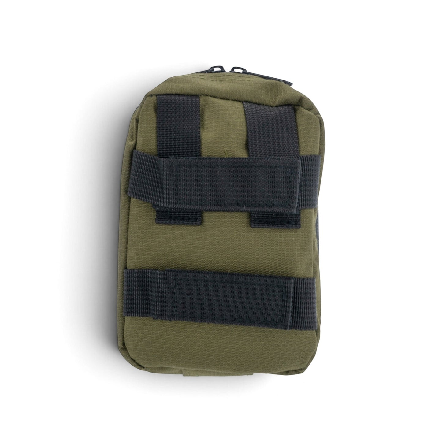 Adversary Force TACMAVEN olive green tactical first aid kit pouch with MOLLE attachment straps on a white background.