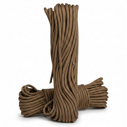 Adversary Force US Fallschirmleine aus braunem Nylon, 15 Meter Paracord für Outdoor, Camping und Bushcraft.
