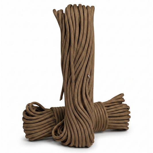 Adversary Force US Fallschirmleine aus braunem Nylon, 15 Meter Paracord für Outdoor, Camping und Bushcraft.